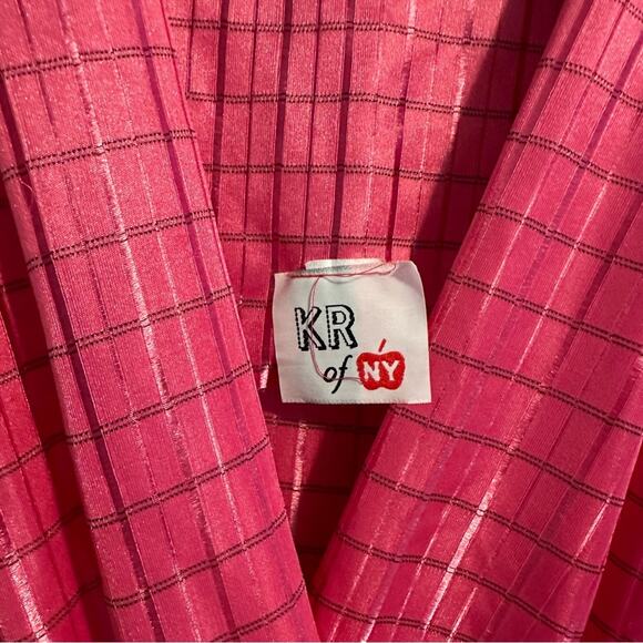 Vintage KR of NY Pink Plaid Maxi Dress Medium - Picture 9 of 11